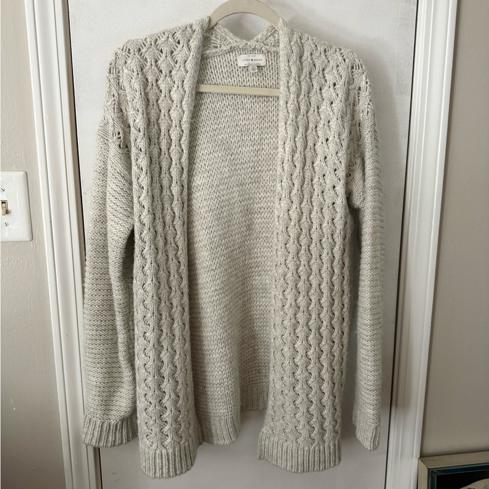Lucky Brand Cream Cable Knit Cardigan